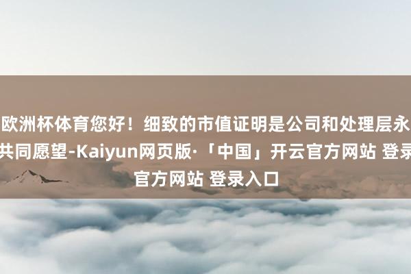 欧洲杯体育您好！细致的市值证明是公司和处理层永久的共同愿望-Kaiyun网页版·「中国」开云官方网站 登录入口